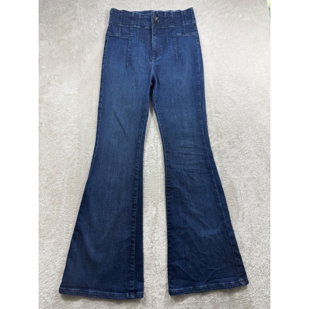 We The Free Womens Just Float On Flare High Rise Blue Jeans 31 Meas: 29x32